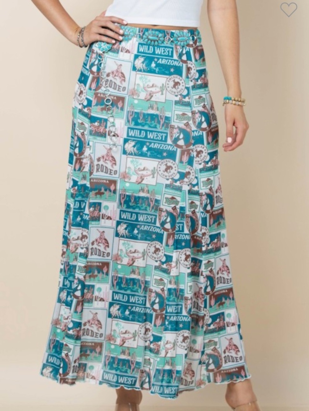 Western Retro Desert Mesh Skirt